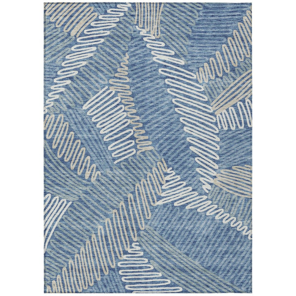 HomeRoots 5' Blue Gray and Ivory Floral Washable Area Rug – Durable Style for Indoor and Outdoor Spaces 10' X 14' 593937