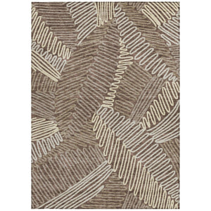 Homeroots 3' Floral Washable Area Rug In Artichoke Green, Brown, And Ivory For Indoor Or Outdoor Use 3' X 5' Polyester 593938
