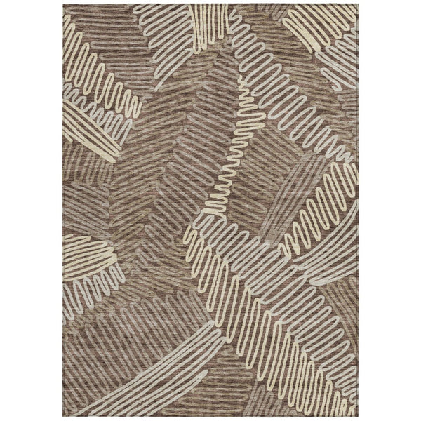 Homeroots 3' Floral Washable Area Rug In Artichoke Green, Brown, And Ivory For Indoor Or Outdoor Use 3' X 5' Polyester 593938