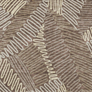 Homeroots 3' Floral Washable Area Rug In Artichoke Green, Brown, And Ivory For Indoor Or Outdoor Use 5' X 8' Polyester 593939