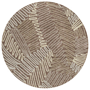 HomeRoots 5' Durable Chocolate and Ivory Floral Area Rug for Indoor or Outdoor Use – Washable and Stylish 8' Round 593940