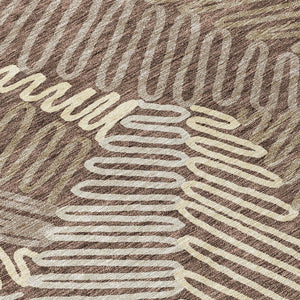 Homeroots 3' Floral Washable Area Rug In Artichoke Green, Brown, And Ivory For Indoor Or Outdoor Use 8' Round Polyester 593940