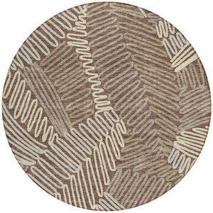 Homeroots 3' Floral Washable Area Rug In Artichoke Green, Brown, And Ivory For Indoor Or Outdoor Use 8' Round Polyester 593940