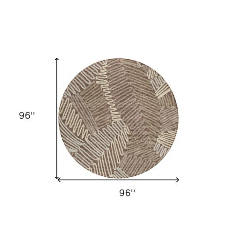 Homeroots 3' Floral Washable Area Rug In Artichoke Green, Brown, And Ivory For Indoor Or Outdoor Use 8' Round Polyester 593940