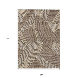 Homeroots 3' Floral Washable Area Rug In Artichoke Green, Brown, And Ivory For Indoor Or Outdoor Use 8' X 10' Polyester 593941