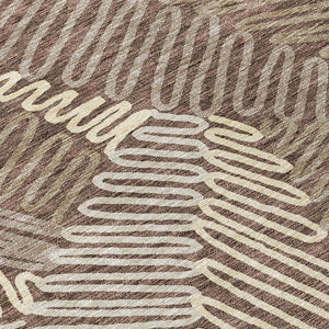 Homeroots 3' Floral Washable Area Rug In Artichoke Green, Brown, And Ivory For Indoor Or Outdoor Use 8' X 10' Polyester 593941