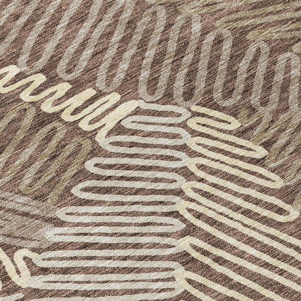 Homeroots 3' Floral Washable Area Rug In Artichoke Green, Brown, And Ivory For Indoor Or Outdoor Use 8' X 10' Polyester 593941