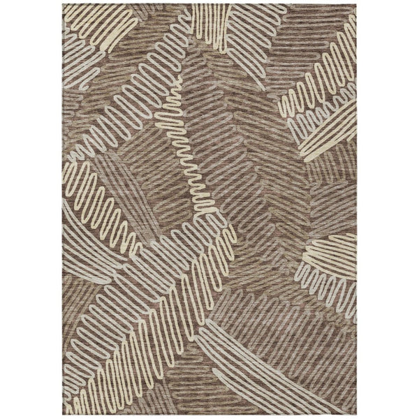 HomeRoots 9' Chocolate and Ivory Floral Area Rug - Durable, Washable Design for Indoor and Outdoor Spaces 9' X 12' 593942