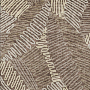 Homeroots 3' Floral Washable Area Rug In Artichoke Green, Brown, And Ivory For Indoor Or Outdoor Use 9' X 12' Polyester 593942