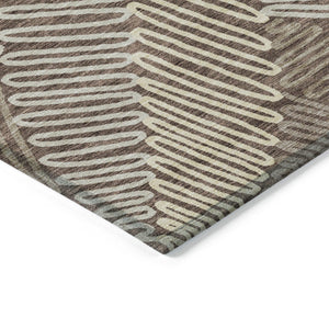 Homeroots 3' Floral Washable Area Rug In Artichoke Green, Brown, And Ivory For Indoor Or Outdoor Use 10' X 14' Polyester 593943