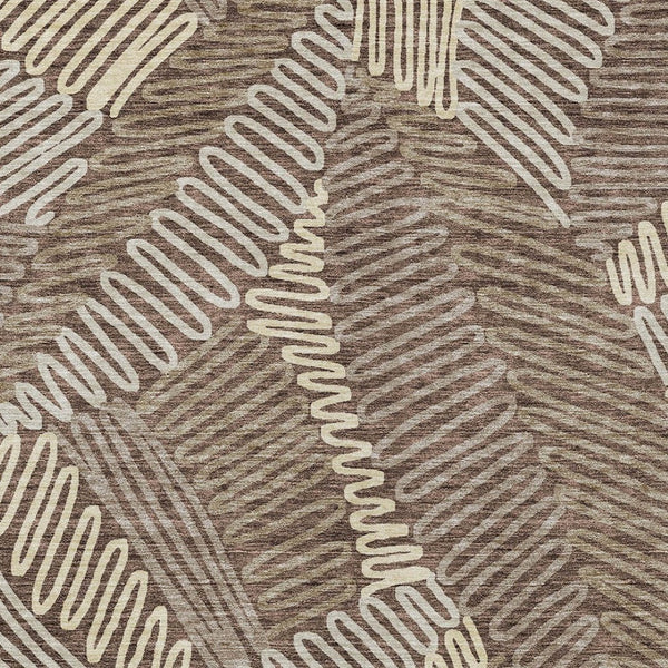 Homeroots 3' Floral Washable Area Rug In Artichoke Green, Brown, And Ivory For Indoor Or Outdoor Use 10' X 14' Polyester 593943