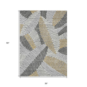Homeroots 3' Floral Washable Area Rug In Artichoke Green, Brown, And Ivory For Indoor Or Outdoor Use 3' X 5' Polyester 593944