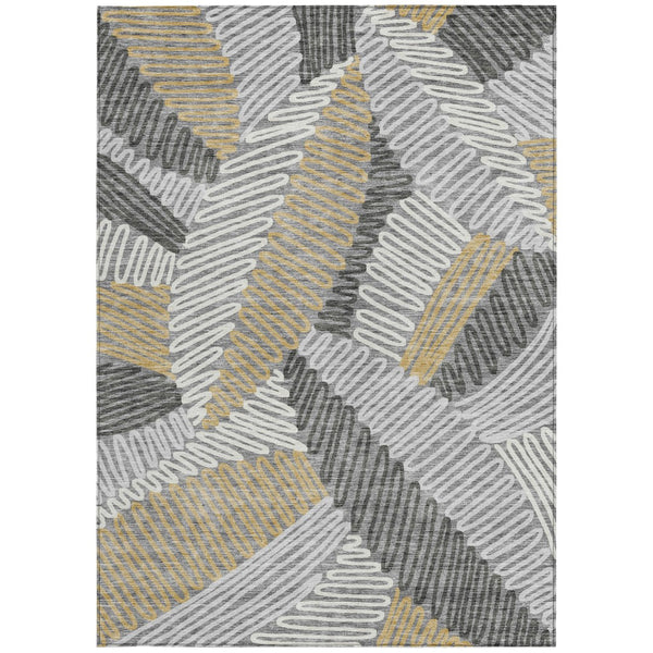 Homeroots 3' Floral Washable Area Rug In Artichoke Green, Brown, And Ivory For Indoor Or Outdoor Use 5' X 8' Polyester 593945