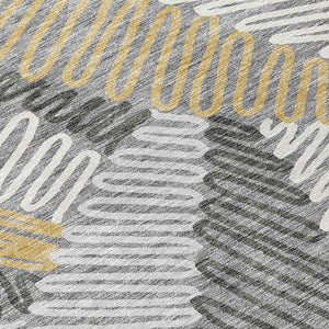 Homeroots 3' Floral Washable Area Rug In Artichoke Green, Brown, And Ivory For Indoor Or Outdoor Use 5' X 8' Polyester 593945