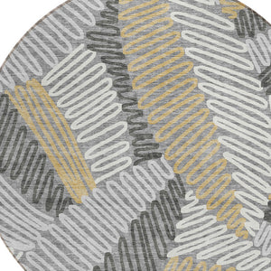 Homeroots 3' Floral Washable Area Rug In Artichoke Green, Brown, And Ivory For Indoor Or Outdoor Use 8' Round Polyester 593946