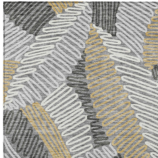 Homeroots 3' Floral Washable Area Rug In Artichoke Green, Brown, And Ivory For Indoor Or Outdoor Use 8' X 10' Polyester 593947