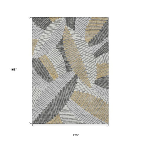 Homeroots 3' Floral Washable Area Rug In Artichoke Green, Brown, And Ivory For Indoor Or Outdoor Use 10' X 14' Polyester 593949