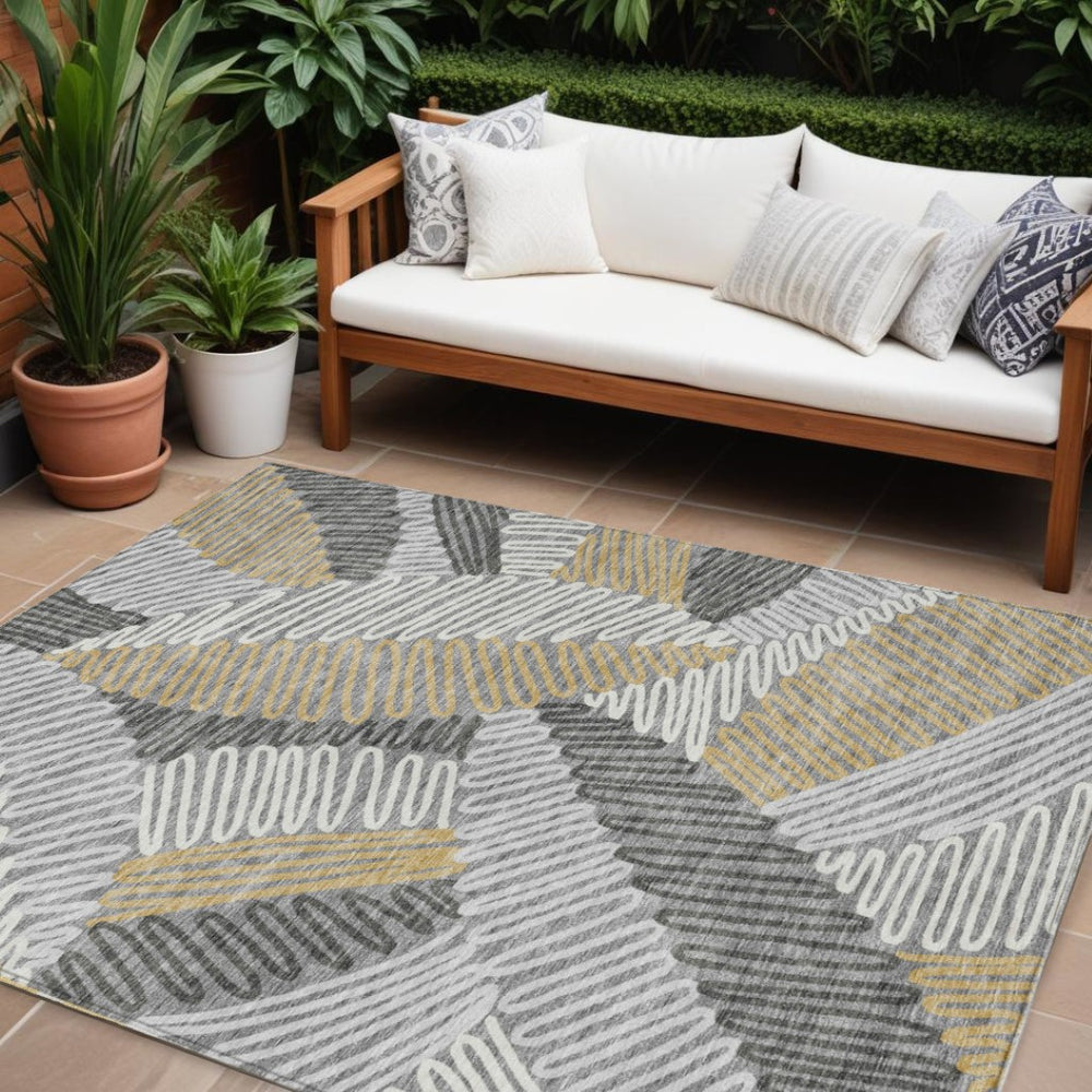 HomeRoots 5' Elegant Floral Area Rug for Indoor and Outdoor Use – Durable, Washable, and Stain Resistant Design 10' X 14' 593949