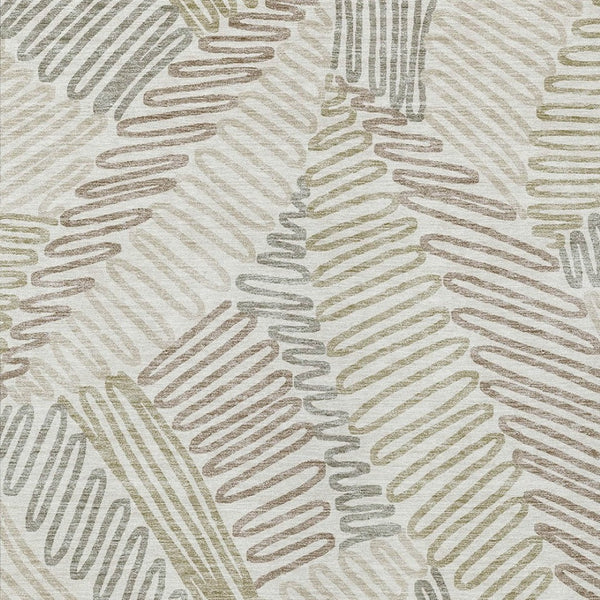 Homeroots 3' Floral Washable Area Rug In Artichoke Green, Brown, And Ivory For Indoor Or Outdoor Use 3' X 5' Polyester 593950