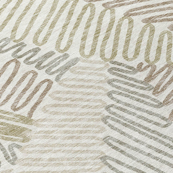 Homeroots 3' Floral Washable Area Rug In Artichoke Green, Brown, And Ivory For Indoor Or Outdoor Use 3' X 5' Polyester 593950