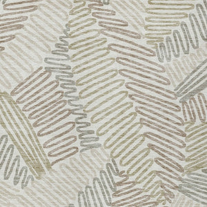 Homeroots 3' Floral Washable Area Rug In Artichoke Green, Brown, And Ivory For Indoor Or Outdoor Use 8' X 10' Polyester 593953