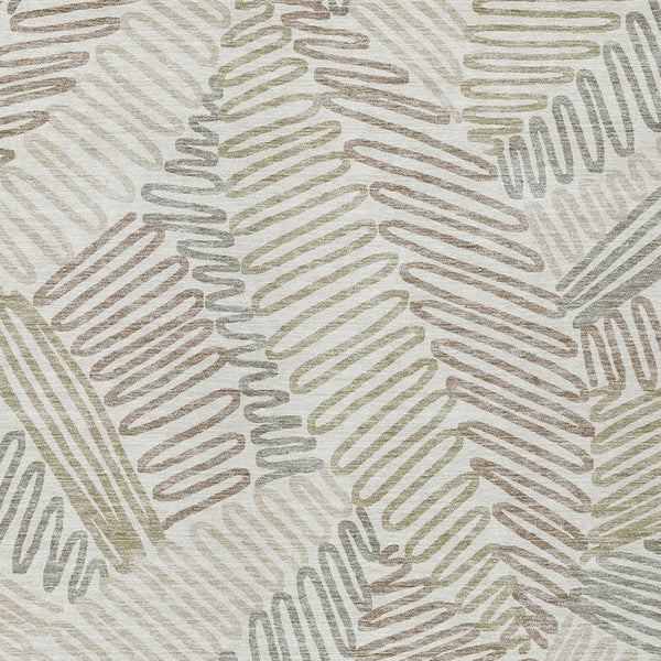 Homeroots 3' Floral Washable Area Rug In Artichoke Green, Brown, And Ivory For Indoor Or Outdoor Use 8' X 10' Polyester 593953