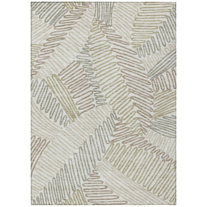 Homeroots 3' Floral Washable Area Rug In Artichoke Green, Brown, And Ivory For Indoor Or Outdoor Use 9' X 12' Polyester 593954