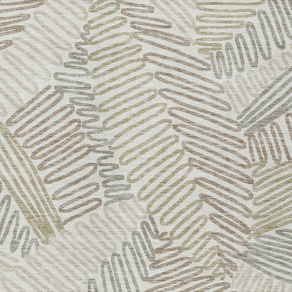 Homeroots 3' Floral Washable Area Rug In Artichoke Green, Brown, And Ivory For Indoor Or Outdoor Use 9' X 12' Polyester 593954