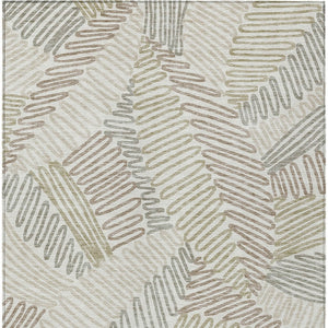 Homeroots 3' Floral Washable Area Rug In Artichoke Green, Brown, And Ivory For Indoor Or Outdoor Use 9' X 12' Polyester 593954