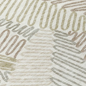 Homeroots 3' Floral Washable Area Rug In Artichoke Green, Brown, And Ivory For Indoor Or Outdoor Use 9' X 12' Polyester 593954