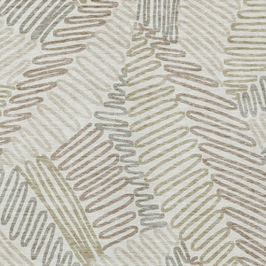 Homeroots 3' Floral Washable Area Rug In Artichoke Green, Brown, And Ivory For Indoor Or Outdoor Use 10' X 14' Polyester 593955