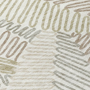 Homeroots 3' Floral Washable Area Rug In Artichoke Green, Brown, And Ivory For Indoor Or Outdoor Use 10' X 14' Polyester 593955