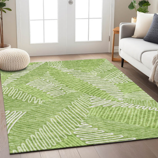 Homeroots 3' Floral Washable Area Rug In Artichoke Green, Brown, And Ivory For Indoor Or Outdoor Use 3' X 5' Polyester 593956