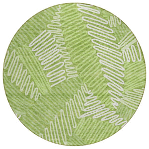 HomeRoots 5' Vibrant Lime Green and Ivory Floral Area Rug for Indoor and Outdoor Spaces, Easy Care & Durable 8' Round 593958