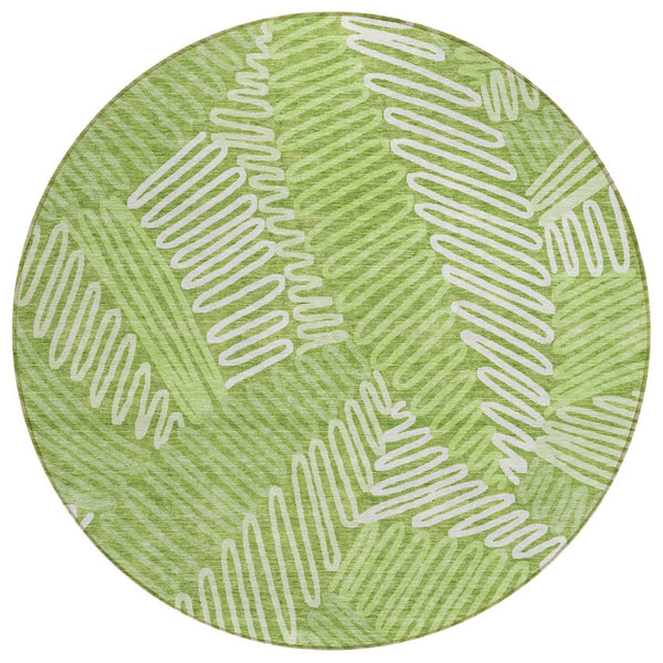 HomeRoots 5' Vibrant Lime Green and Ivory Floral Area Rug for Indoor and Outdoor Spaces, Easy Care & Durable 8' Round 593958