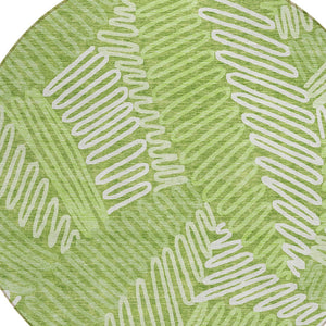 Homeroots 3' Floral Washable Area Rug In Artichoke Green, Brown, And Ivory For Indoor Or Outdoor Use 8' Round Polyester 593958