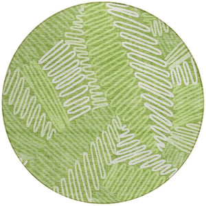 Homeroots 3' Floral Washable Area Rug In Artichoke Green, Brown, And Ivory For Indoor Or Outdoor Use 8' Round Polyester 593958