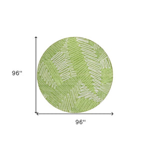 Homeroots 3' Floral Washable Area Rug In Artichoke Green, Brown, And Ivory For Indoor Or Outdoor Use 8' Round Polyester 593958