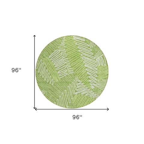 Homeroots 3' Floral Washable Area Rug In Artichoke Green, Brown, And Ivory For Indoor Or Outdoor Use 8' Round Polyester 593958