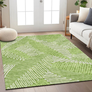 Homeroots 3' Floral Washable Area Rug In Artichoke Green, Brown, And Ivory For Indoor Or Outdoor Use 9' X 12' Polyester 593960