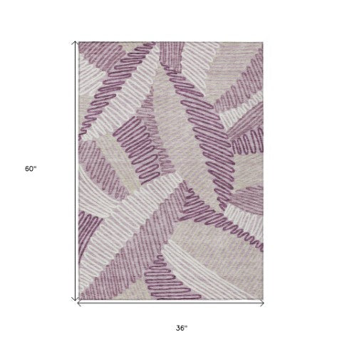 Homeroots 3' Floral Washable Area Rug In Artichoke Green, Brown, And Ivory For Indoor Or Outdoor Use 3' X 5' Polyester 593962