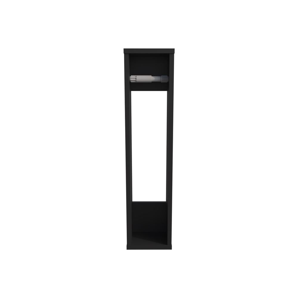 English Elm Shelf 28" H Wall-Mounted 2-Shelf Black Engineered Wood Compact Bathroom Storage, CARB Compliant B097P250847