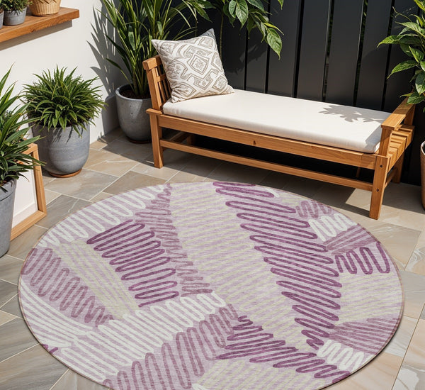 Homeroots 3' Floral Washable Area Rug In Artichoke Green, Brown, And Ivory For Indoor Or Outdoor Use 8' Round Polyester 593964