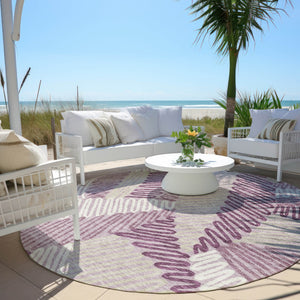 Homeroots 3' Floral Washable Area Rug In Artichoke Green, Brown, And Ivory For Indoor Or Outdoor Use 8' Round Polyester 593964