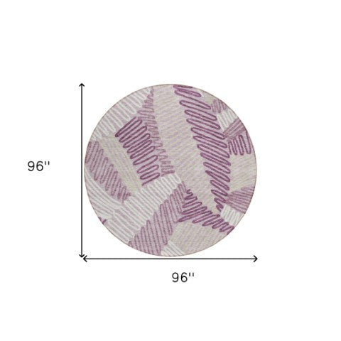 Homeroots 3' Floral Washable Area Rug In Artichoke Green, Brown, And Ivory For Indoor Or Outdoor Use 8' Round Polyester 593964