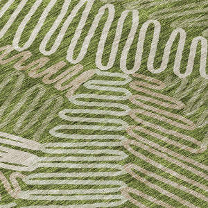 Homeroots 3' Floral Washable Area Rug In Artichoke Green, Brown, And Ivory For Indoor Or Outdoor Use 3' X 5' Polyester 593968