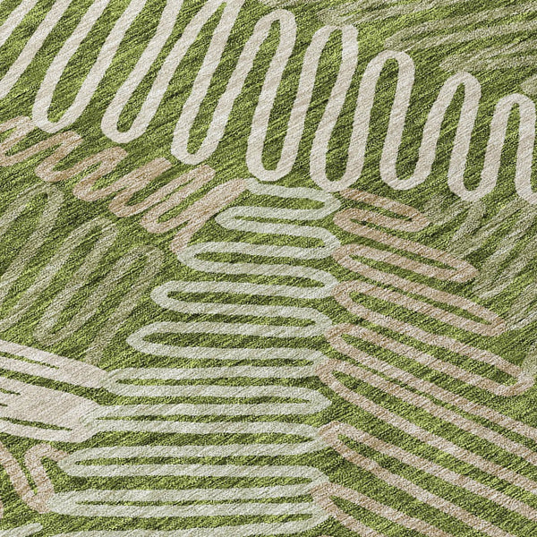 Homeroots 3' Floral Washable Area Rug In Artichoke Green, Brown, And Ivory For Indoor Or Outdoor Use 3' X 5' Polyester 593968