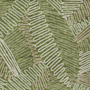 Homeroots 3' Floral Washable Area Rug In Artichoke Green, Brown, And Ivory For Indoor Or Outdoor Use 5' X 8' Polyester 593969
