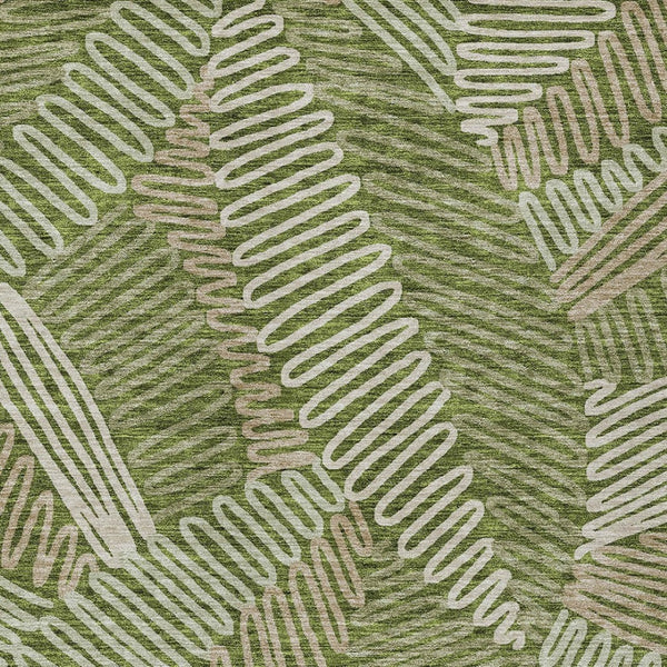 Homeroots 3' Floral Washable Area Rug In Artichoke Green, Brown, And Ivory For Indoor Or Outdoor Use 5' X 8' Polyester 593969