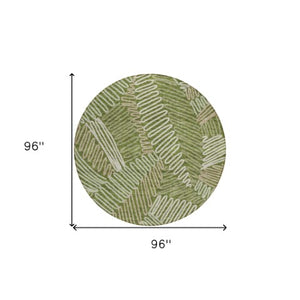 Homeroots 3' Floral Washable Area Rug In Artichoke Green, Brown, And Ivory For Indoor Or Outdoor Use 8' Round Polyester 593970